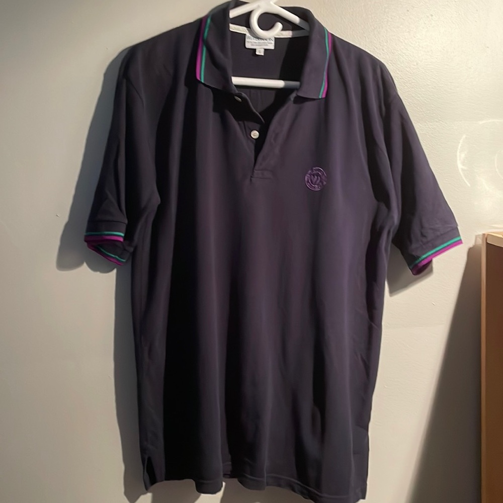 Men's Polo Shirt - Navy with Purple Trim